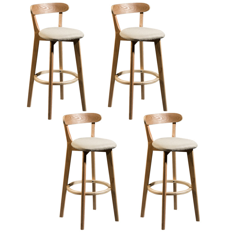 Modern Rubberwood Footrest Stool Milk Tea Shop Upholstered Bar Stools