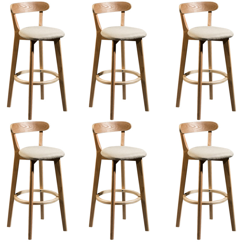 Modern Rubberwood Footrest Stool Milk Tea Shop Upholstered Bar Stools