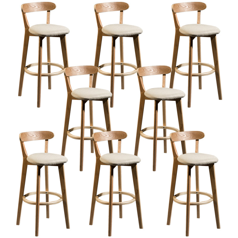 Modern Rubberwood Footrest Stool Milk Tea Shop Upholstered Bar Stools