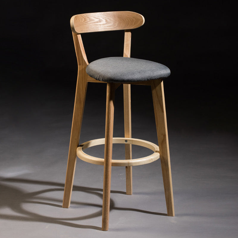 Modern Rubberwood Footrest Stool Milk Tea Shop Upholstered Bar Stools