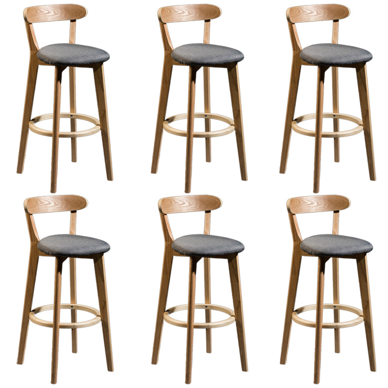 Modern Rubberwood Footrest Stool Milk Tea Shop Upholstered Bar Stools