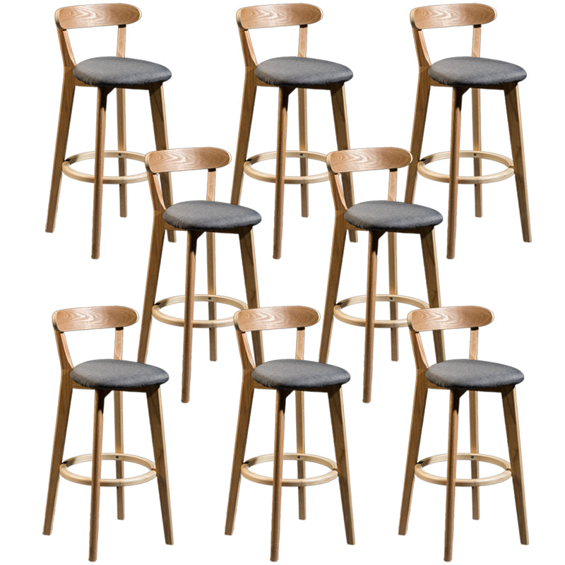 Modern Rubberwood Footrest Stool Milk Tea Shop Upholstered Bar Stools