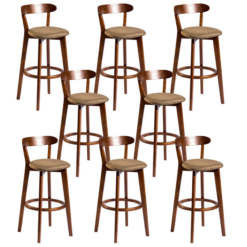 Modern Rubberwood Footrest Stool Milk Tea Shop Upholstered Bar Stools