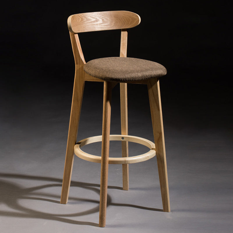 Modern Rubberwood Footrest Stool Milk Tea Shop Upholstered Bar Stools