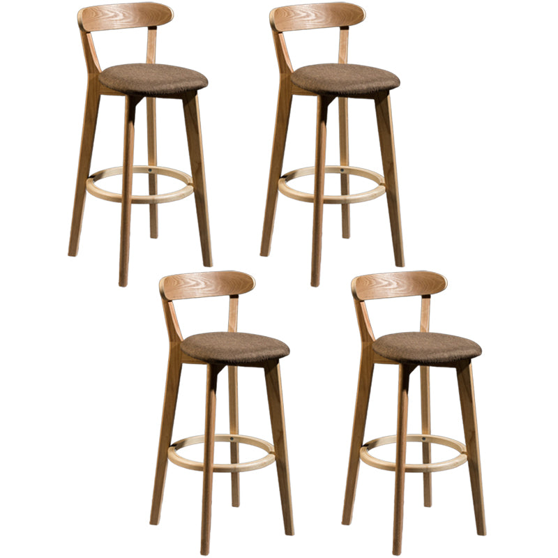 Modern Rubberwood Footrest Stool Milk Tea Shop Upholstered Bar Stools