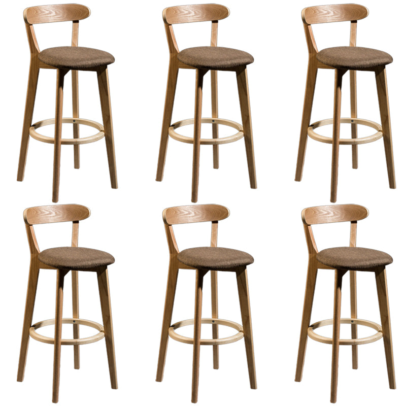 Modern Rubberwood Footrest Stool Milk Tea Shop Upholstered Bar Stools