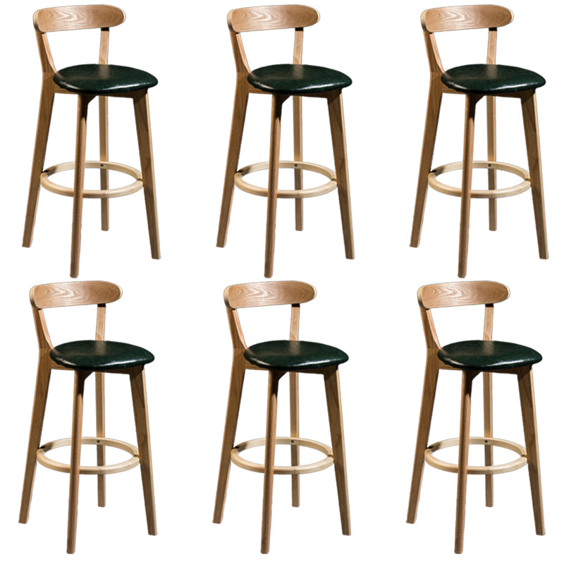 Modern Rubberwood Footrest Stool Milk Tea Shop Upholstered Bar Stools