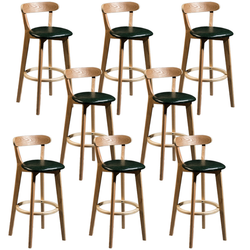 Modern Rubberwood Footrest Stool Milk Tea Shop Upholstered Bar Stools