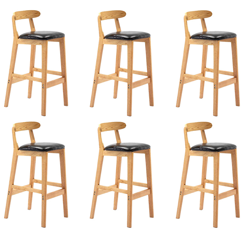 Solid Wood Armless Bar Chair Modern Low Back Bar Stool with Wooden Legs
