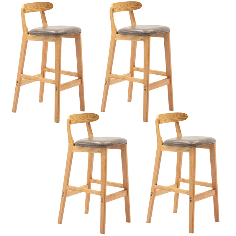 Solid Wood Armless Bar Chair Modern Low Back Bar Stool with Wooden Legs