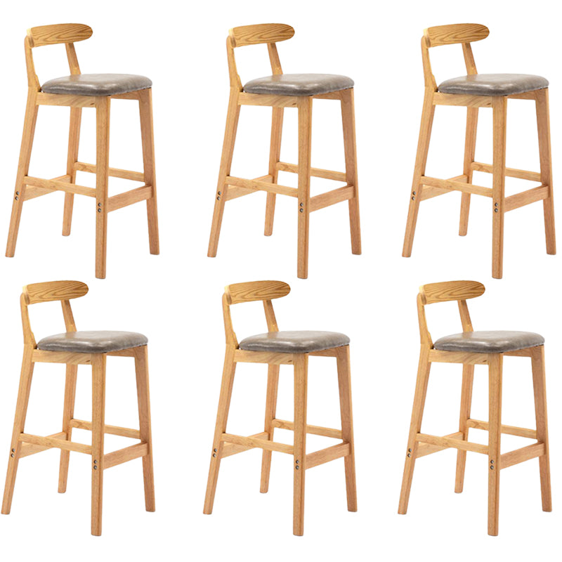 Solid Wood Armless Bar Chair Modern Low Back Bar Stool with Wooden Legs