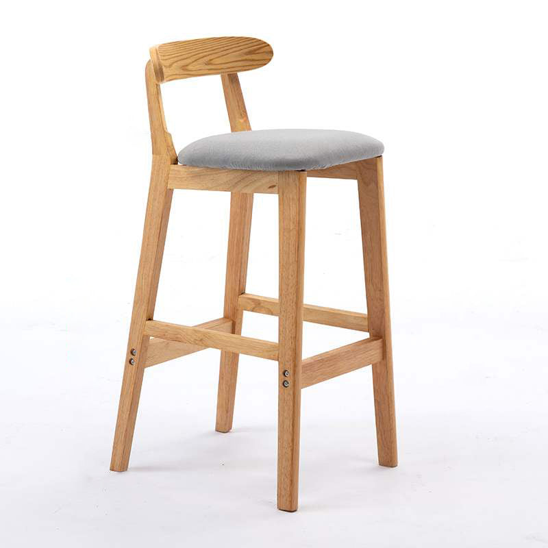 Solid Wood Armless Bar Chair Modern Low Back Bar Stool with Wooden Legs