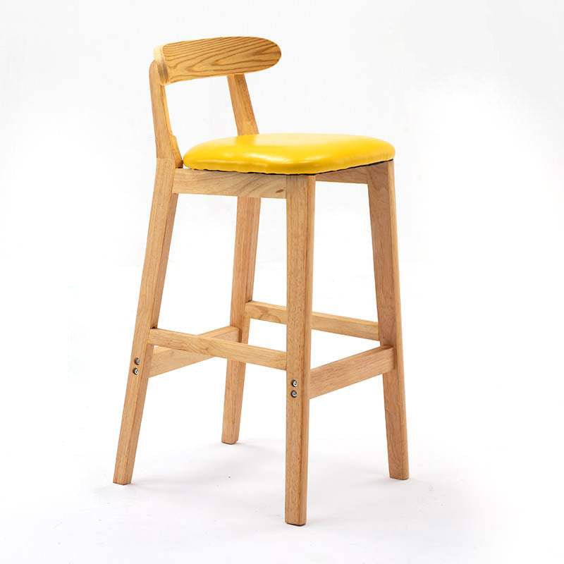 Solid Wood Armless Bar Chair Modern Low Back Bar Stool with Wooden Legs