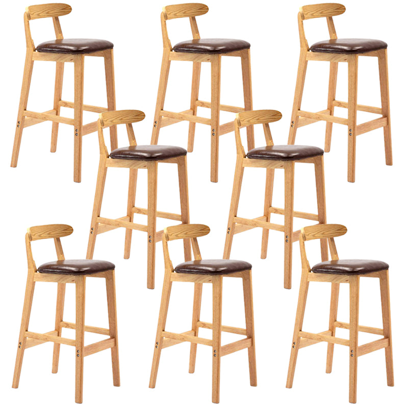 Solid Wood Armless Bar Chair Modern Low Back Bar Stool with Wooden Legs