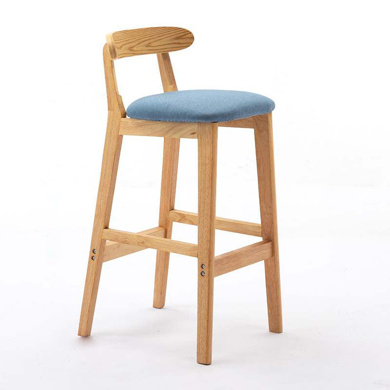 Solid Wood Armless Bar Chair Modern Low Back Bar Stool with Wooden Legs