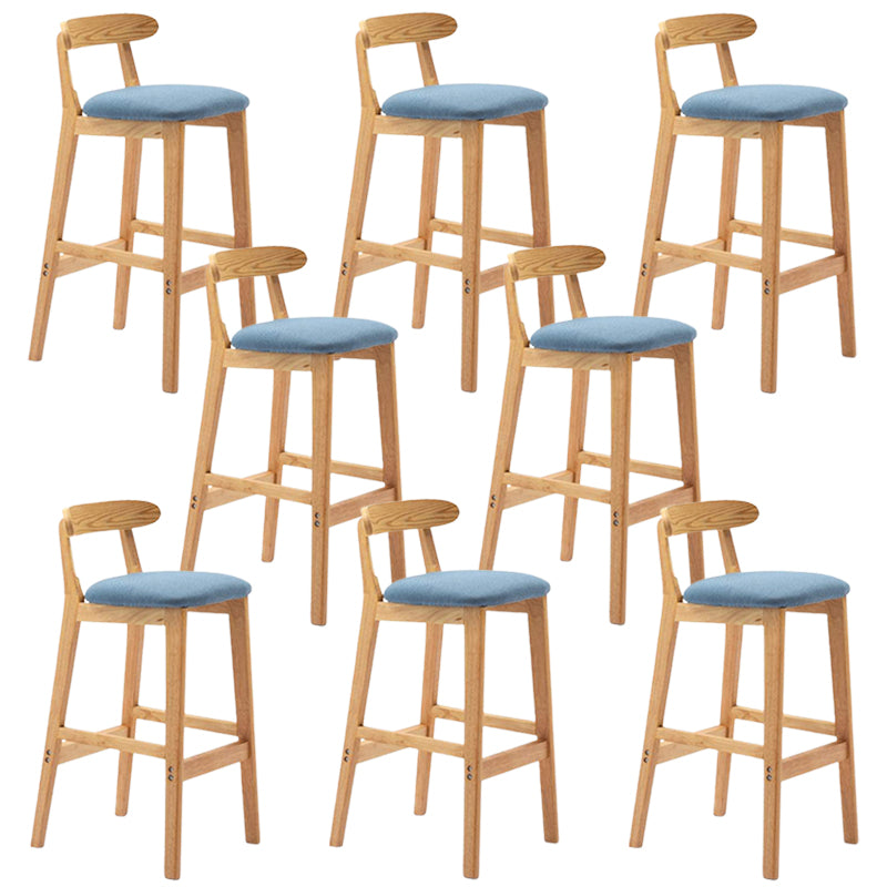 Solid Wood Armless Bar Chair Modern Low Back Bar Stool with Wooden Legs