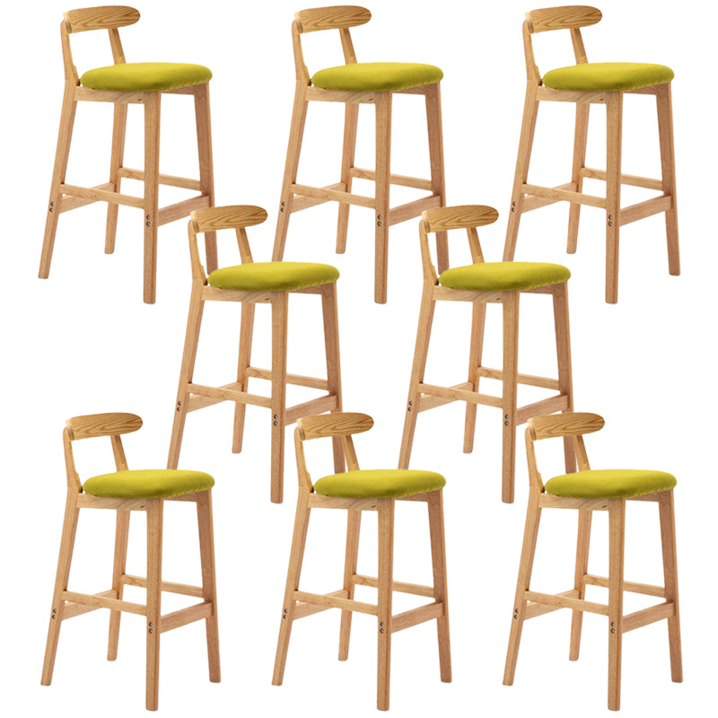 Solid Wood Armless Bar Chair Modern Low Back Bar Stool with Wooden Legs
