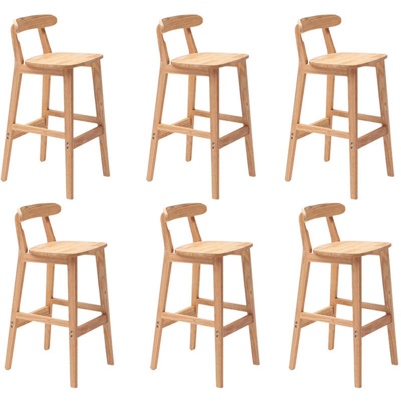Solid Wood Armless Bar Chair Modern Low Back Bar Stool with Wooden Legs