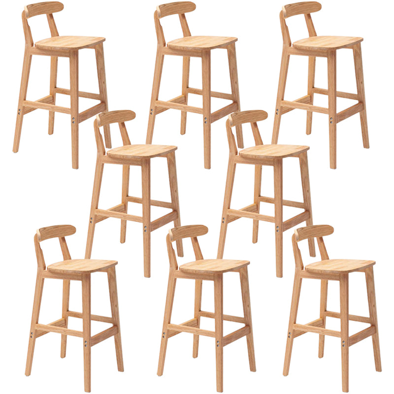 Solid Wood Armless Bar Chair Modern Low Back Bar Stool with Wooden Legs
