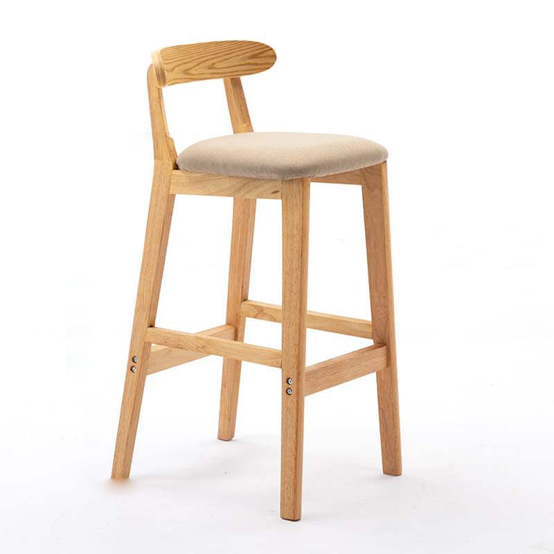 Solid Wood Armless Bar Chair Modern Low Back Bar Stool with Wooden Legs