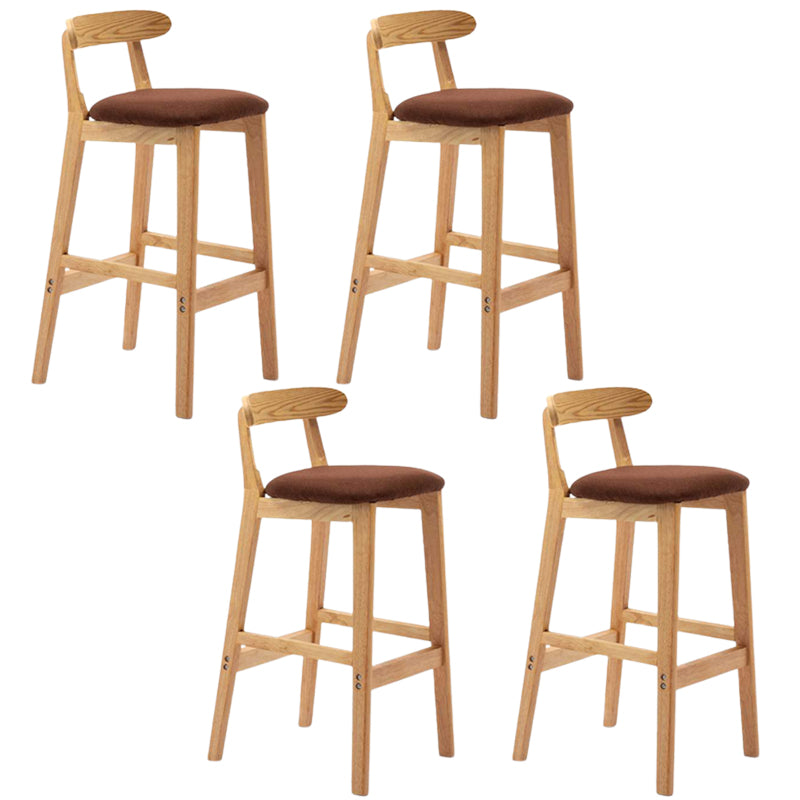 Solid Wood Armless Bar Chair Modern Low Back Bar Stool with Wooden Legs