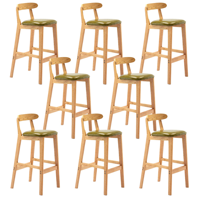 Solid Wood Armless Bar Chair Modern Low Back Bar Stool with Wooden Legs