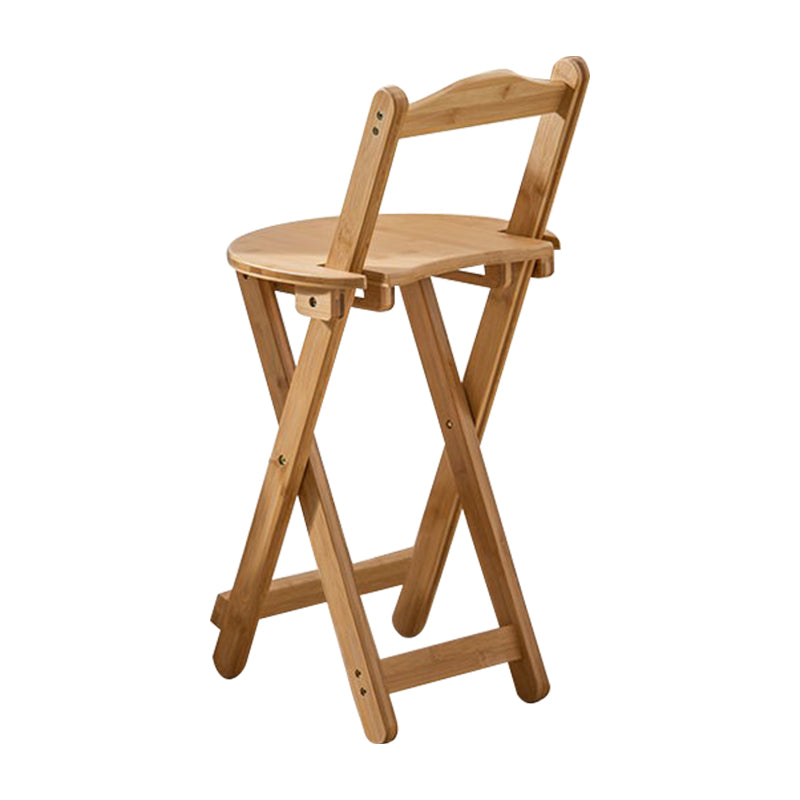 Armless Folding Counter Stool Modern Round Seat Bar Stool with Wooden Footrest
