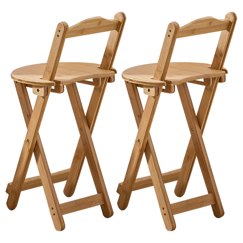 Armless Folding Counter Stool Modern Round Seat Bar Stool with Wooden Footrest