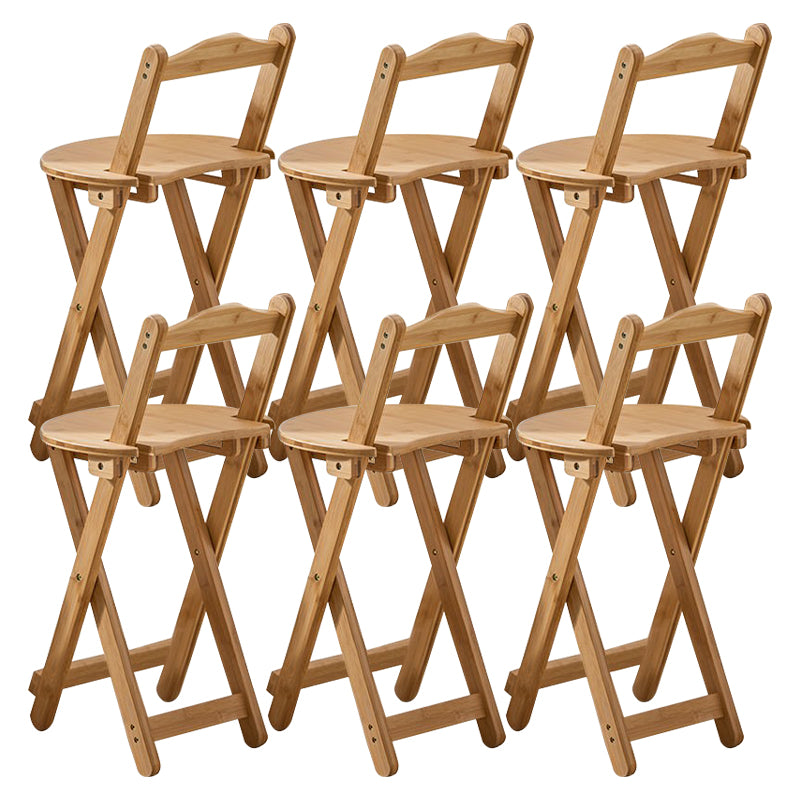 Armless Folding Counter Stool Modern Round Seat Bar Stool with Wooden Footrest