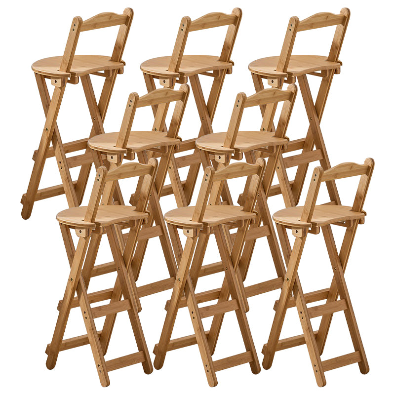 Armless Folding Counter Stool Modern Round Seat Bar Stool with Wooden Footrest