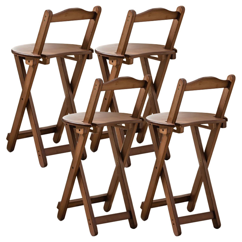 Armless Folding Counter Stool Modern Round Seat Bar Stool with Wooden Footrest