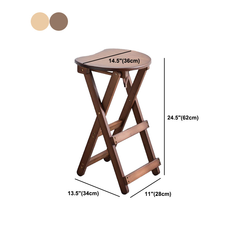 Armless Folding Counter Stool Modern Round Seat Bar Stool with Wooden Footrest