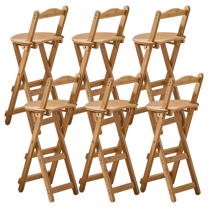 Contemporary Folding Stool Restaurant Bamboo Footrest Barstool