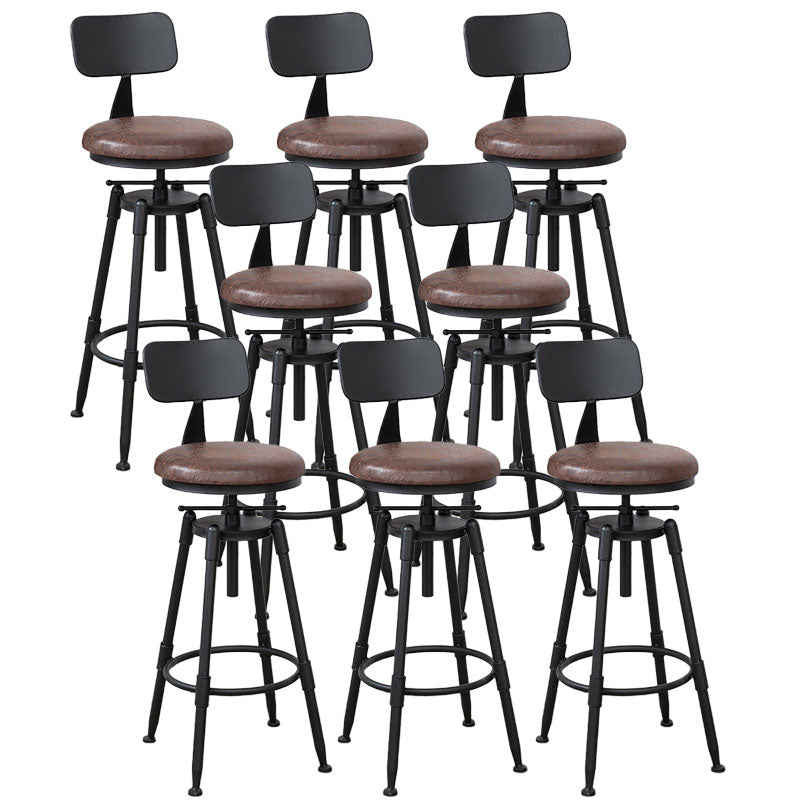 Industrial Metal Barstool Footrest Wood Counter Stool in Matte Finish