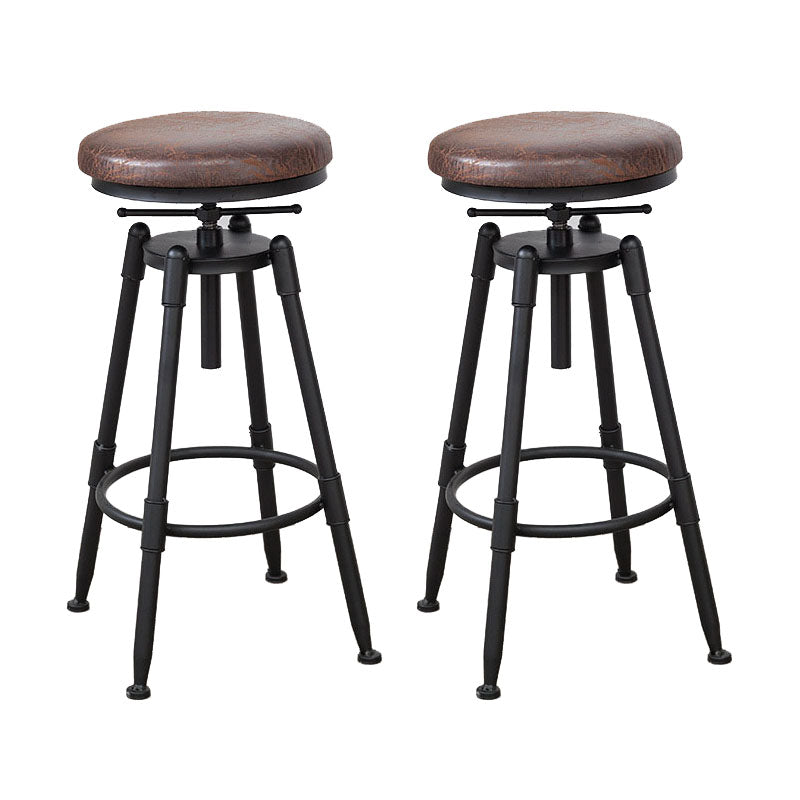 Industrial Metal Barstool Footrest Wood Counter Stool in Matte Finish