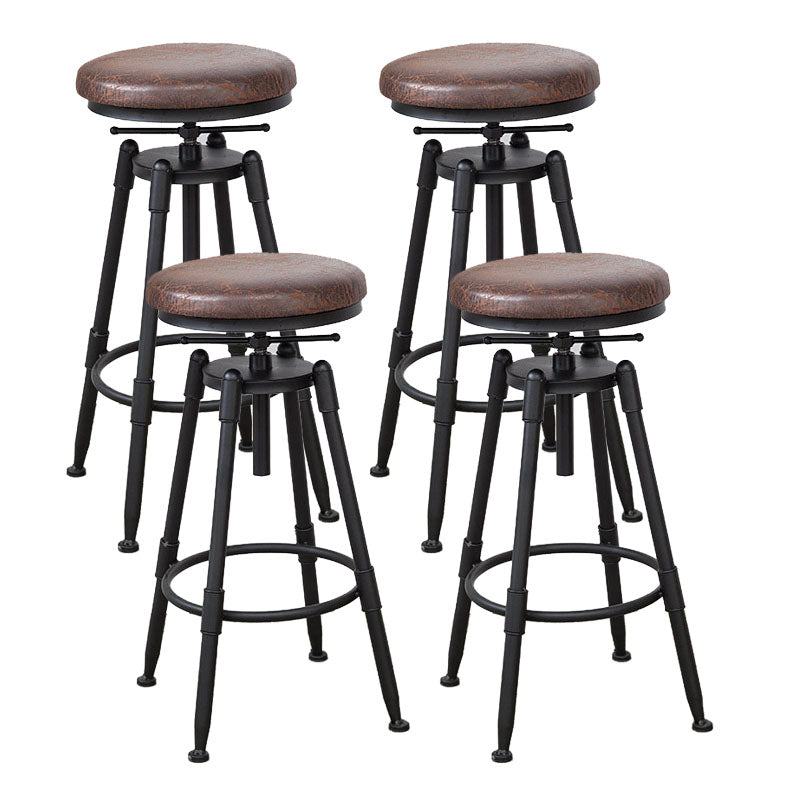 Industrial Metal Barstool Footrest Wood Counter Stool in Matte Finish