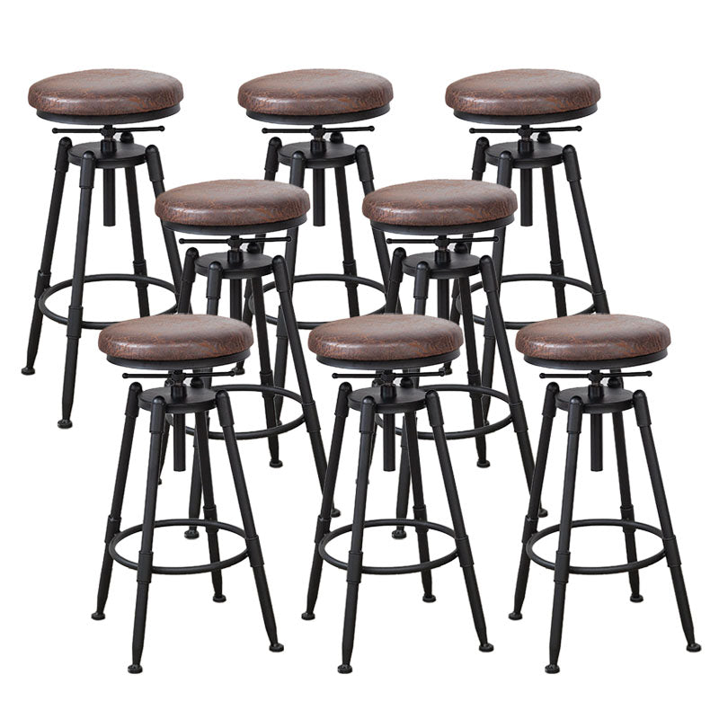 Industrial Metal Barstool Footrest Wood Counter Stool in Matte Finish