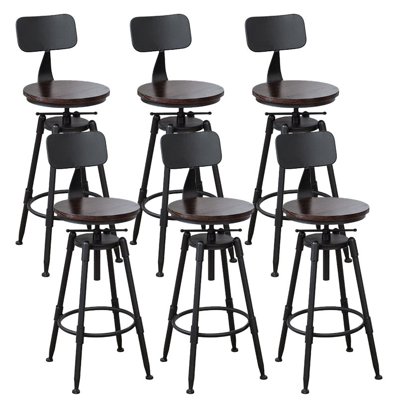 Industrial Metal Barstool Footrest Wood Counter Stool in Matte Finish