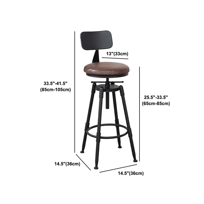 Industrial Metal Barstool Footrest Wood Counter Stool in Matte Finish