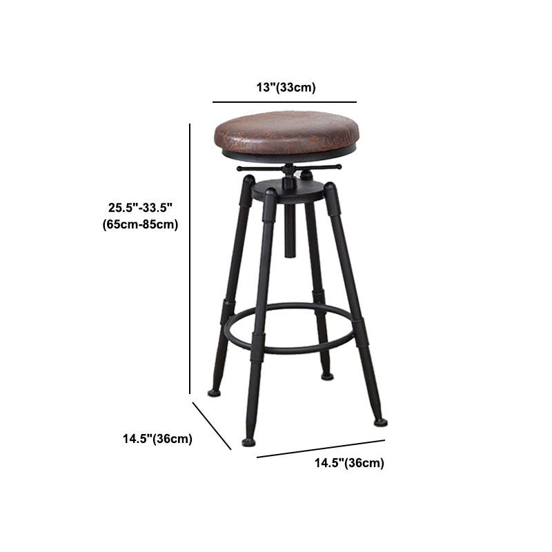 Industrial Metal Barstool Footrest Wood Counter Stool in Matte Finish