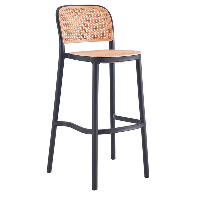 Scandinavian Armless Bar Stool Plastic Low Back Stool in White and Black