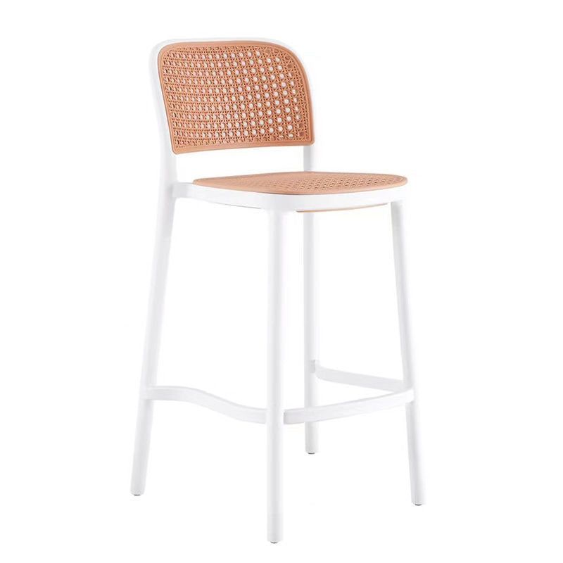 Scandinavian Armless Bar Stool Plastic Low Back Stool in White and Black