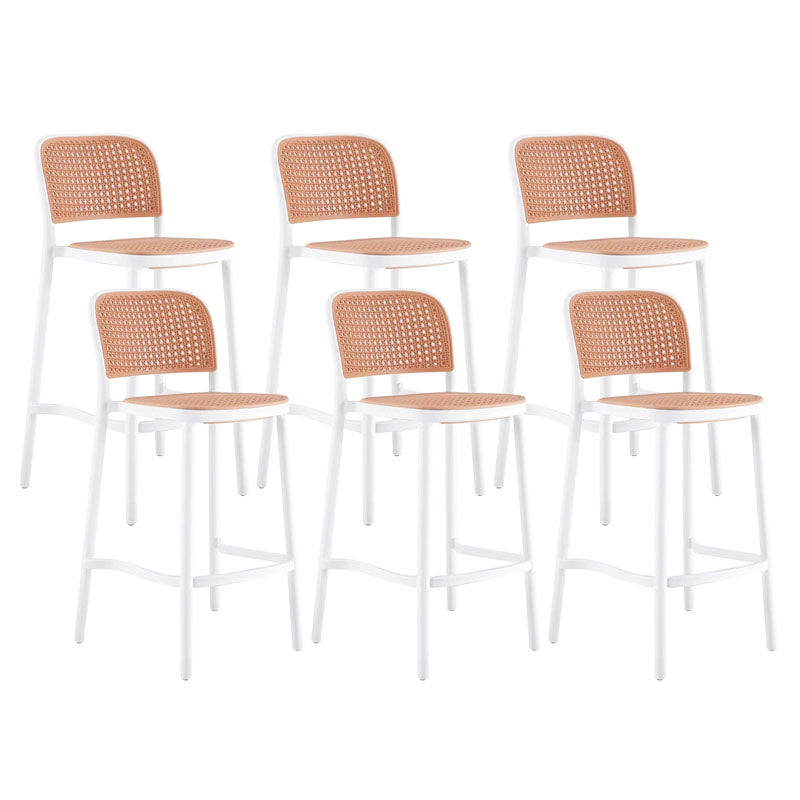 Scandinavian Armless Bar Stool Plastic Low Back Stool in White and Black