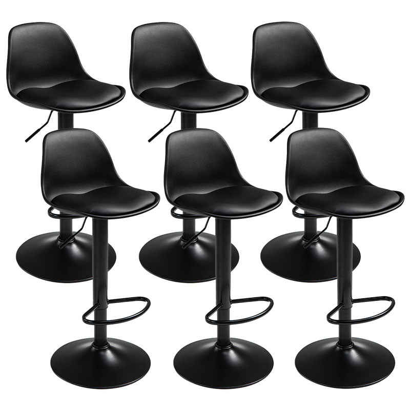 Contemporary Metal Barstool Low Back Faux Leather Cushion Footrest Stool