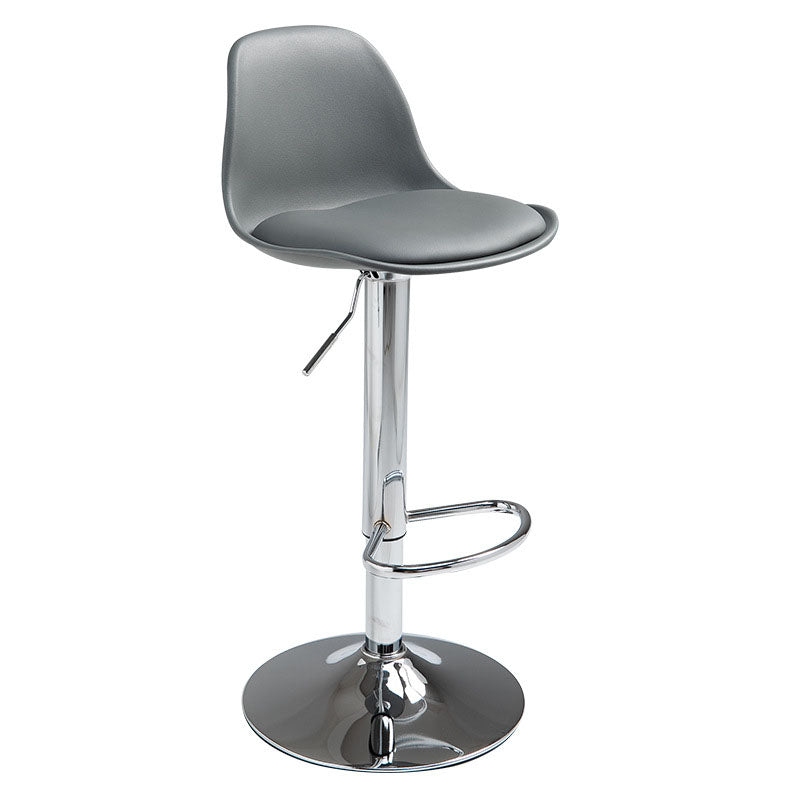 Contemporary Metal Barstool Low Back Faux Leather Cushion Footrest Stool