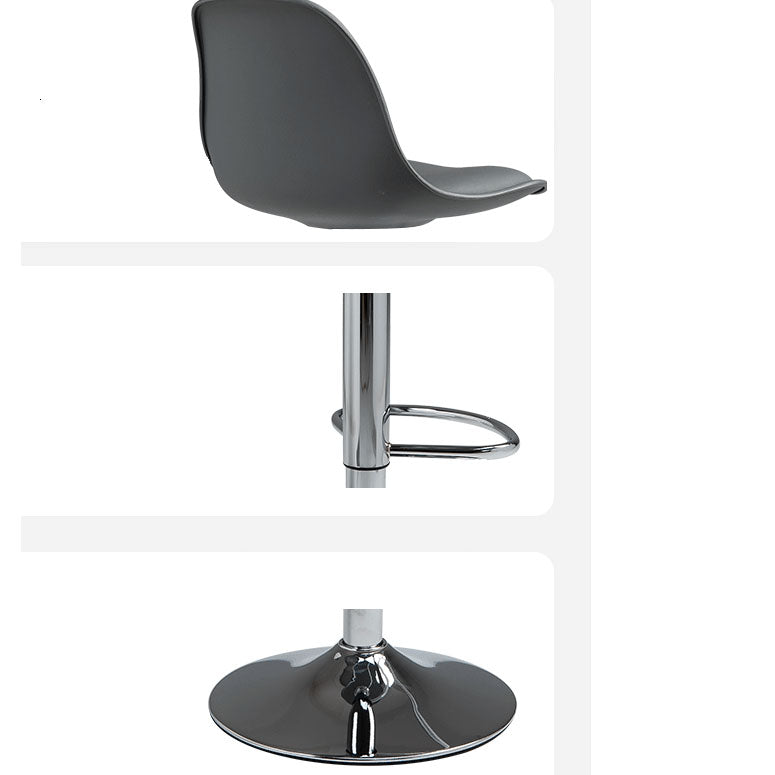 Contemporary Metal Barstool Low Back Faux Leather Cushion Footrest Stool