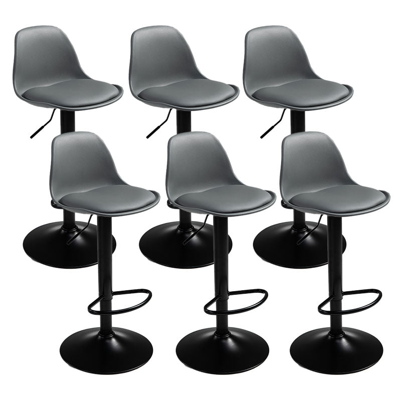 Contemporary Metal Barstool Low Back Faux Leather Cushion Footrest Stool