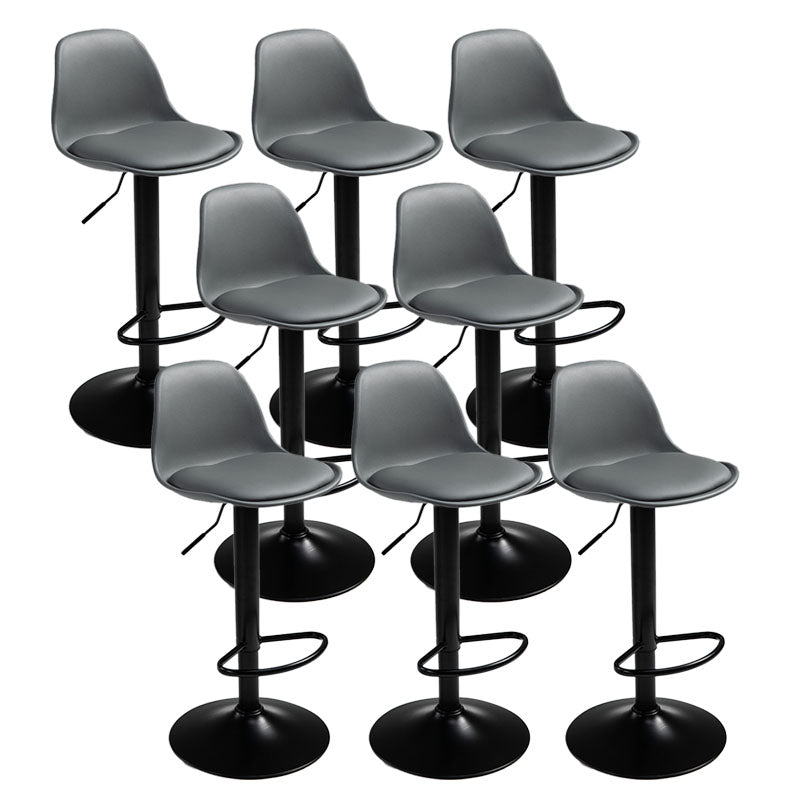 Contemporary Metal Barstool Low Back Faux Leather Cushion Footrest Stool