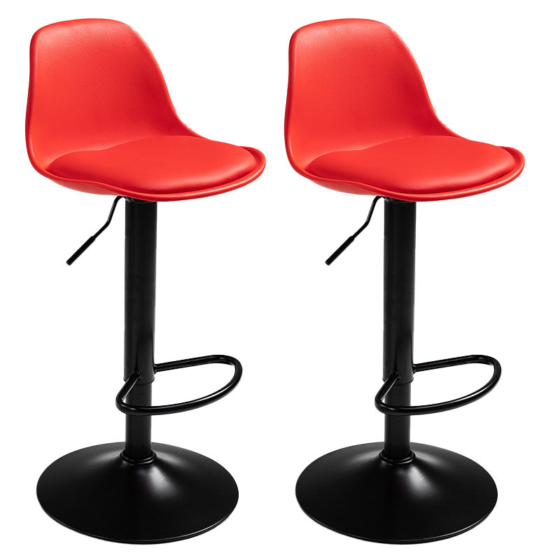 Contemporary Metal Barstool Low Back Faux Leather Cushion Footrest Stool