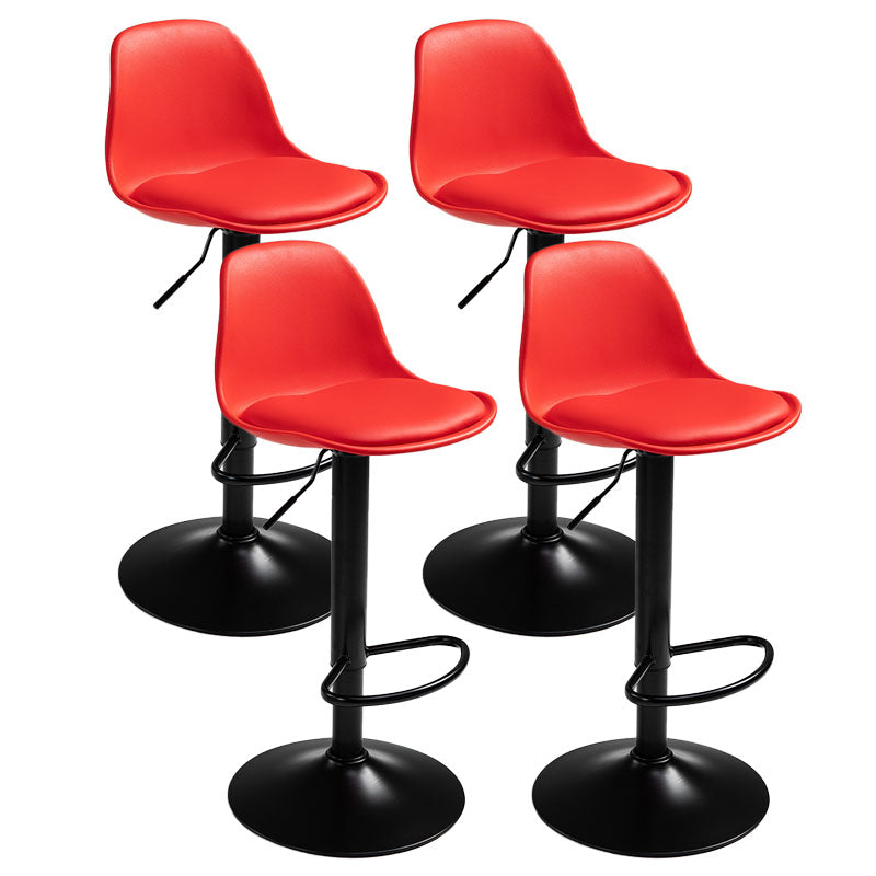 Contemporary Metal Barstool Low Back Faux Leather Cushion Footrest Stool